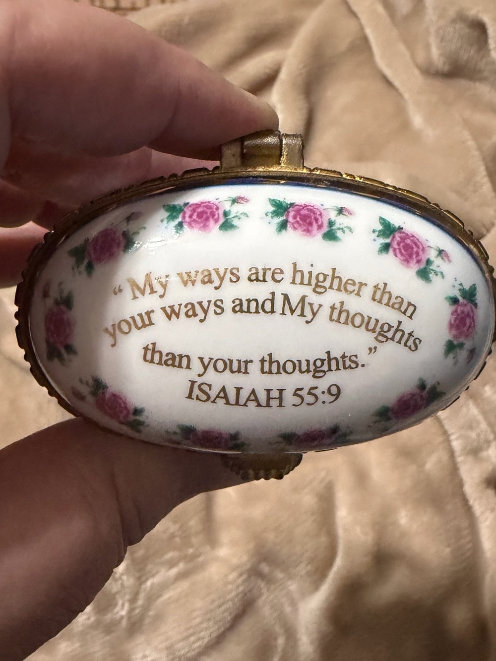 Imperial Porcelain White Trinket Box with Gold Accents